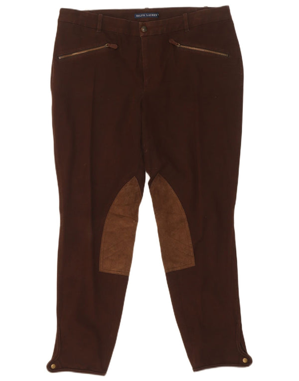 Ralph Lauren Calça feminina casual slim US 14 XL W34 L27 marrom colorblock
