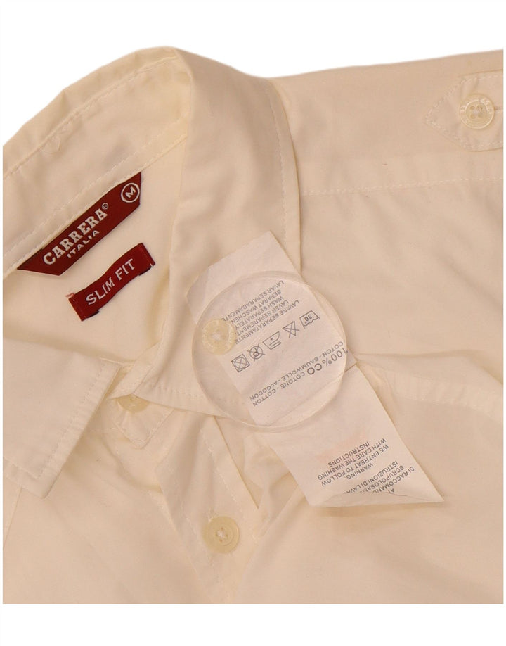 Camisa militar masculina CARRERA slim fit de algodão branco médio