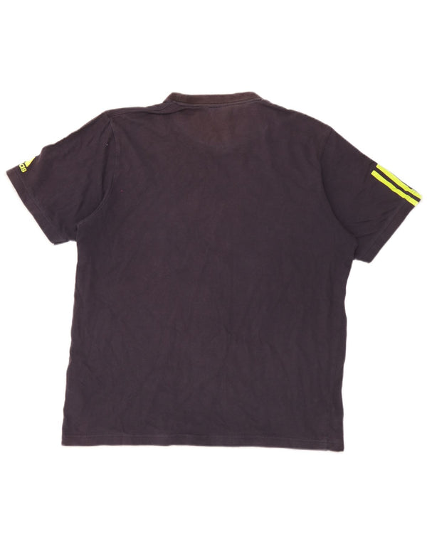 Adidas Mens Graphic T-Shirt Top Grande Algodão Azul Marinho