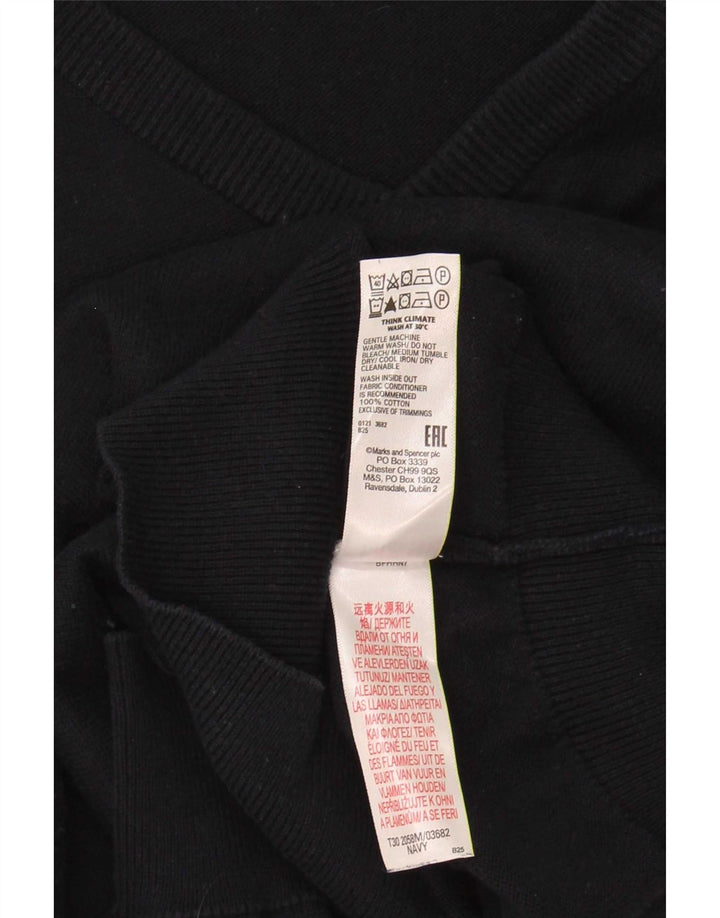 Suéter masculino Marks & Spencer com decote em V grande algodão azul marinho