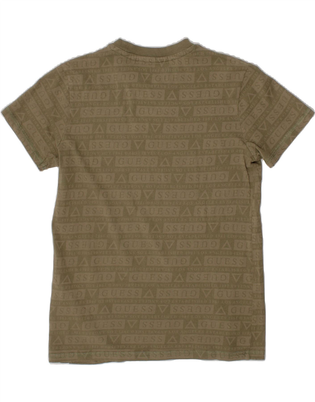 GUESS Boys Graphic T-Shirt Top 7-8 Years Khaki Cotton Vintage Guess and Second-Hand Guess from Messina Hembry 