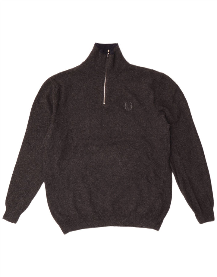 Suéter masculino Sergio Tacchini com zíper e gola cinza médio
