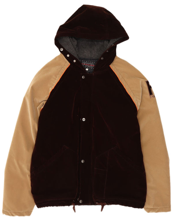 Jaqueta bomber masculina com capuz Foxhound UK 40 grande poliéster colorblock marrom