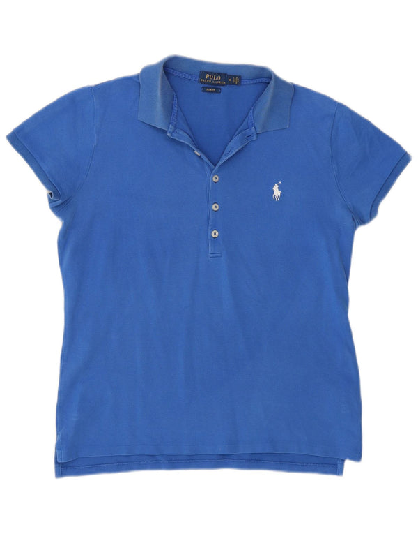 Camisa Polo Ralph Lauren Feminina Slim Fit UK 14 Algodão Azul Médio