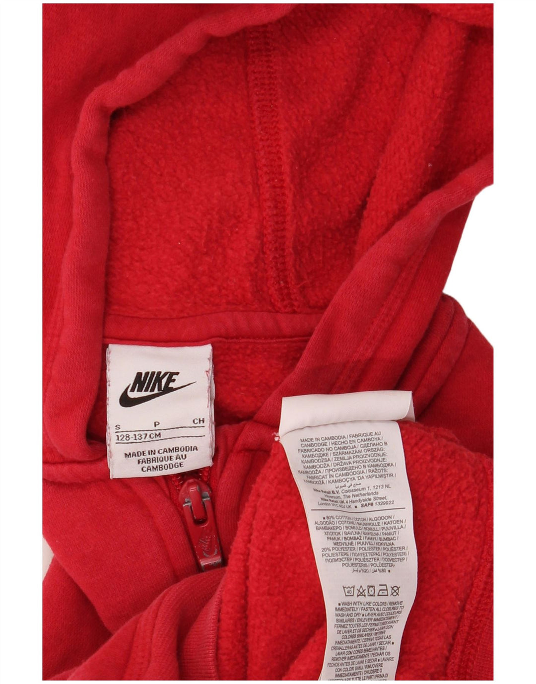 Suéter NIKE Boys Liverpool Zip Hoodie 8-9 anos pequeno algodão vermelho