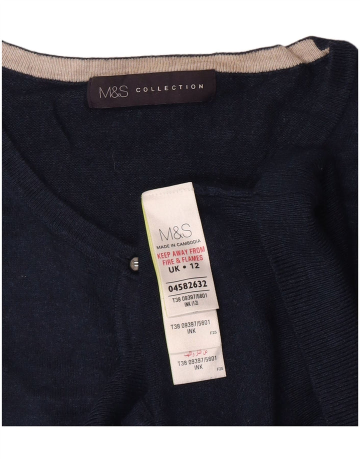 Suéter cardigã feminino Marks & Spencer UK 12 viscose azul marinho médio