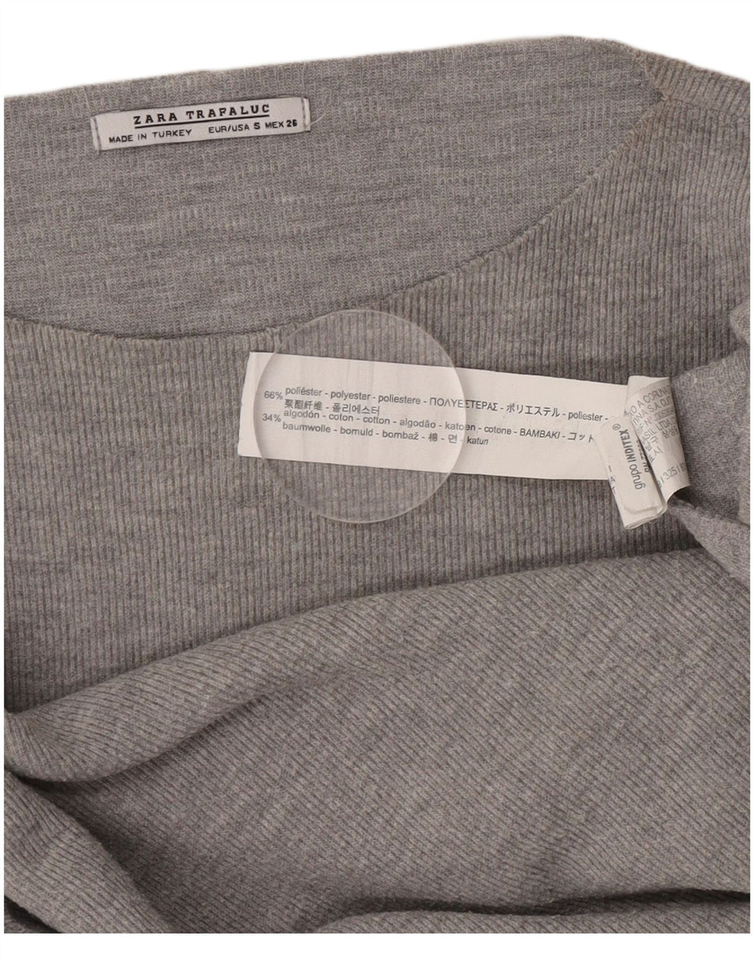 Zara Mulher Trafaluc Oversized Top Manga Longa Reino Unido 10 Pequeno Poliéster Cinza