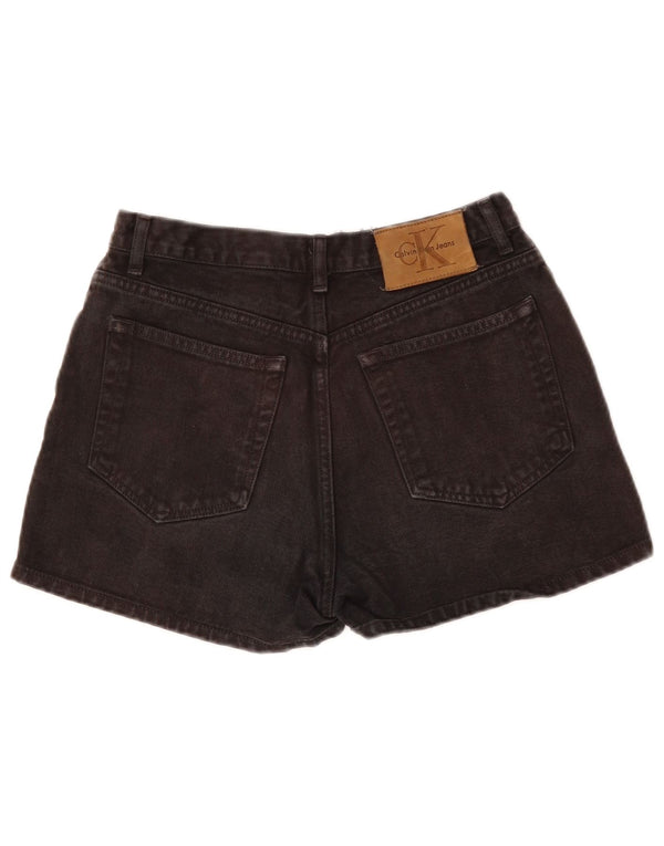 CALVIN KLEIN Shorts jeans feminino de cintura alta EUA 7 médio W28 algodão preto