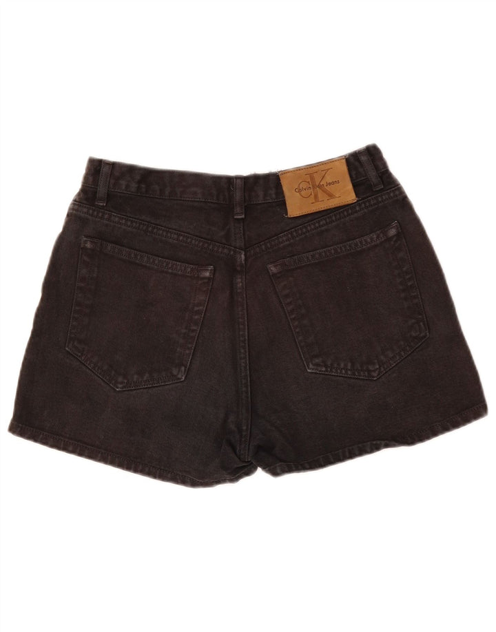 CALVIN KLEIN Shorts jeans feminino de cintura alta EUA 7 médio W28 algodão preto