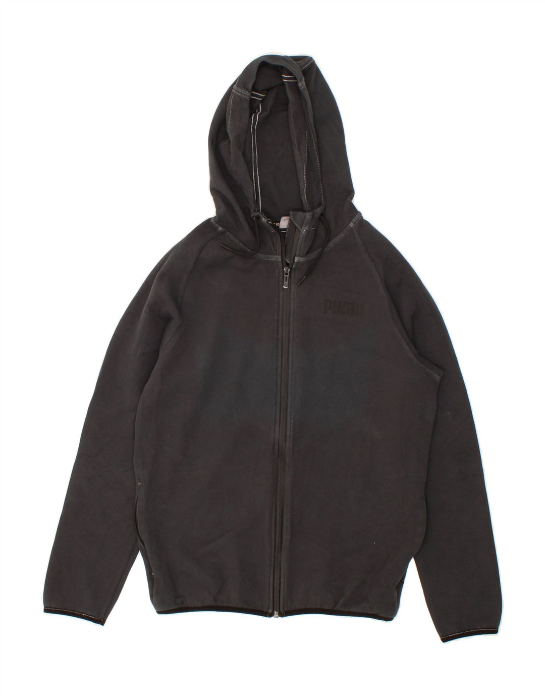 PUMA Womens Graphic Zip Hoodie Sweater UK 14 Medium Black Cotton Vintage Puma and Second-Hand Puma from Messina Hembry 