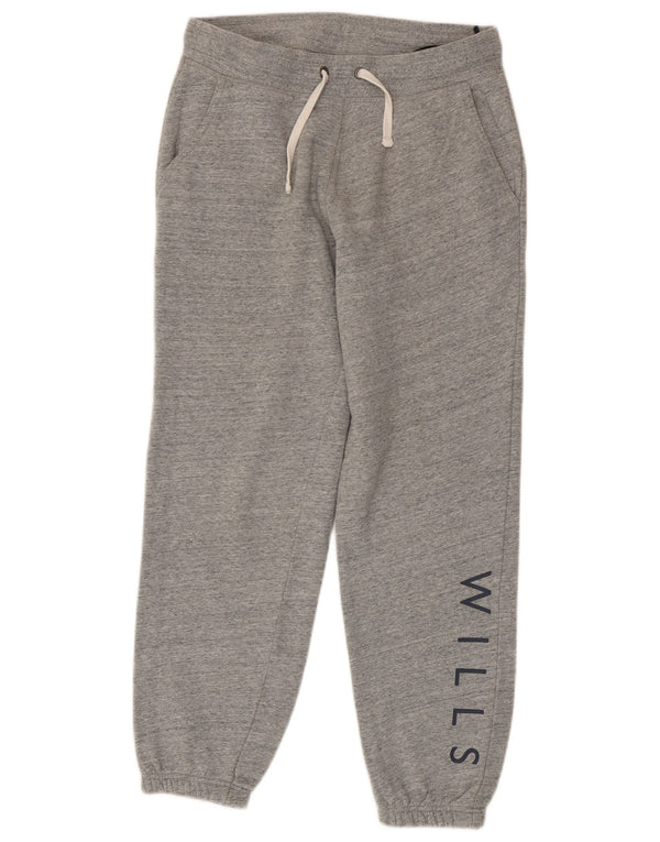 Jack Wills Calça de treino masculina gráfica Joggers cinza médio manchado