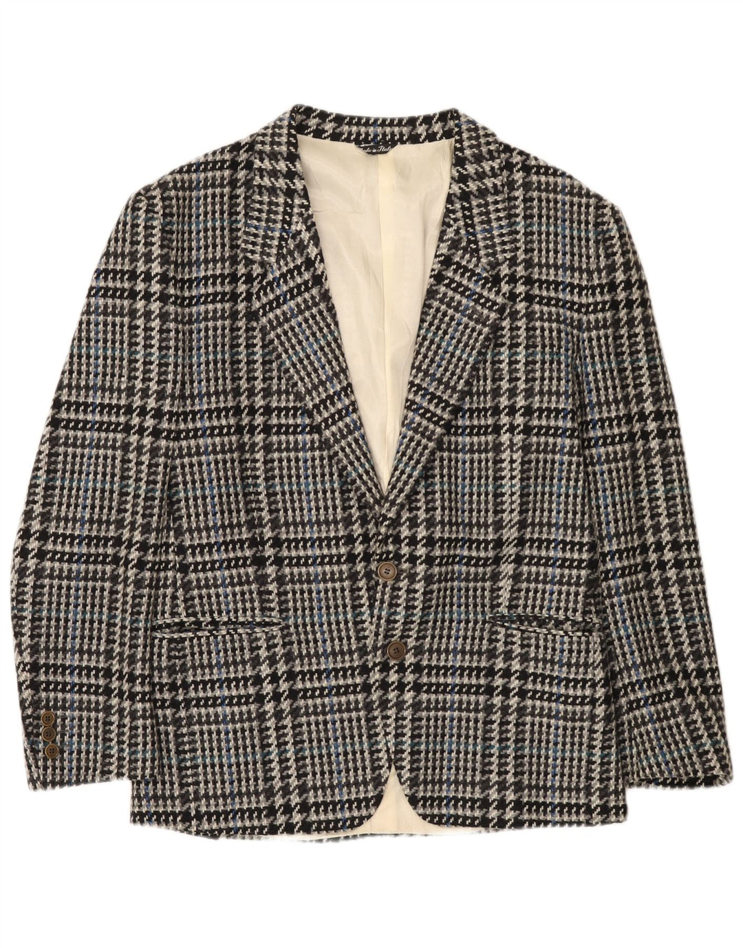 Jaqueta blazer masculina Tiglio com 2 botões IT 50 grande cinza houndstooth lã virgem
