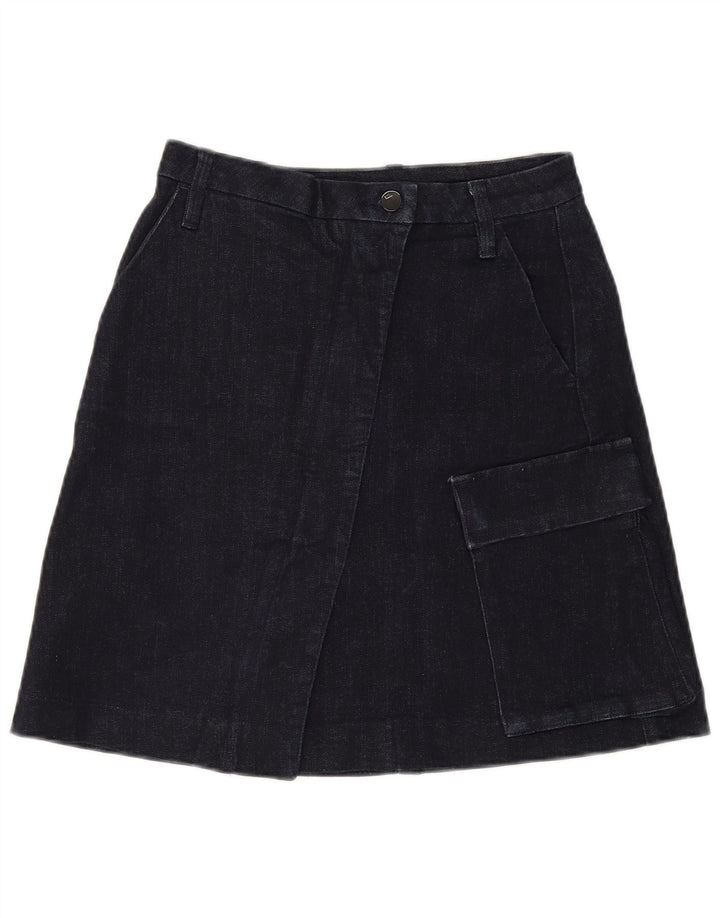 Saia jeans feminina G-Star pequena W26 algodão azul marinho