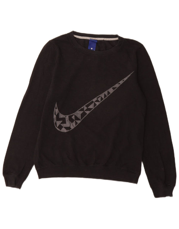 NIKE feminino gráfico moletom jumper UK 14 médio preto algodão