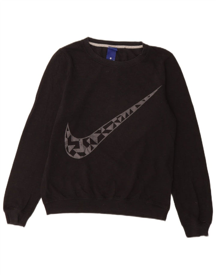 NIKE feminino gráfico moletom jumper UK 14 médio preto algodão