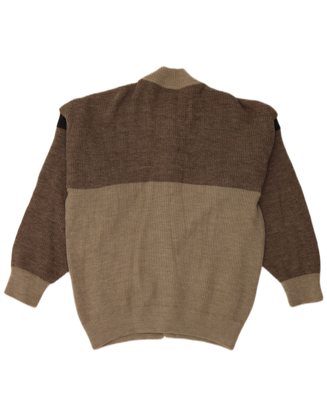Suéter cardigã masculino vintage grande bloco colorido cinza