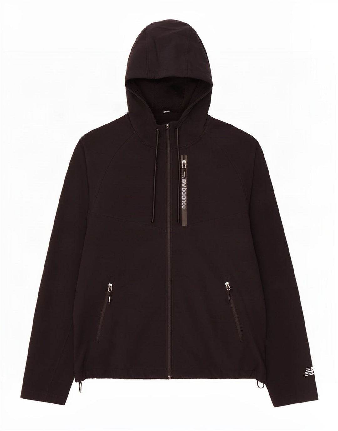 Jaqueta masculina New Balance com capuz e jaqueta grande de poliéster preto