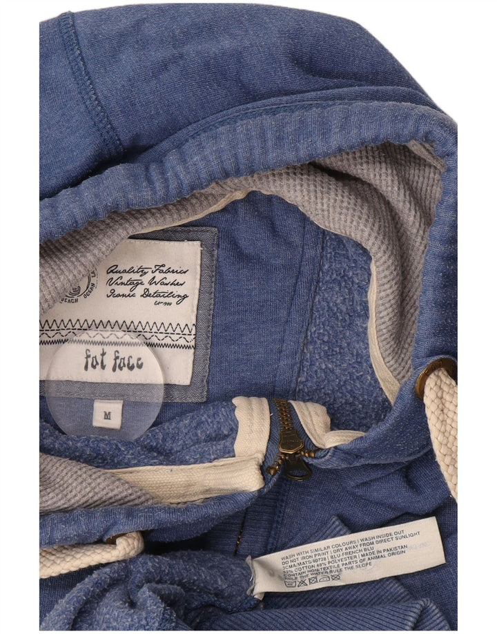 Suéter masculino com capuz e zíper Fat Face algodão azul médio