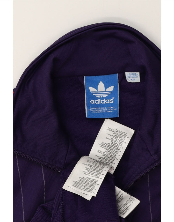 Adidas Mens Tracksuit Top Jacket XS Roxo Listrado Poliéster
