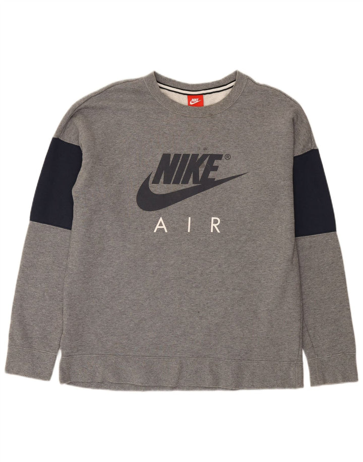 Moletom gráfico masculino Nike Jumper grande cinza colorblock algodão