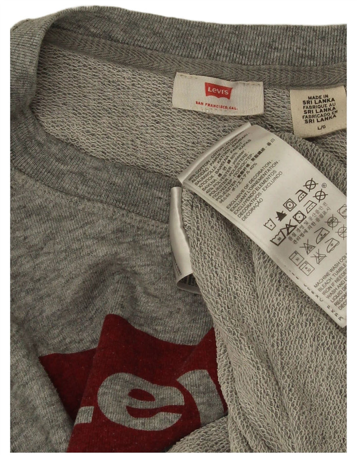 Suéter gráfico feminino Levi's UK 16 grande algodão cinza