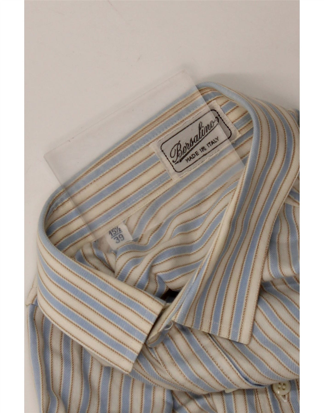 Camisa masculina BORSALINO tamanho 39 15 1/2 listrado azul médio