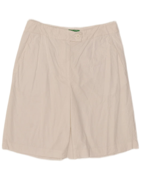 Shorts Chino Feminino Benetton UK 14 Grande W31 Algodão Branco