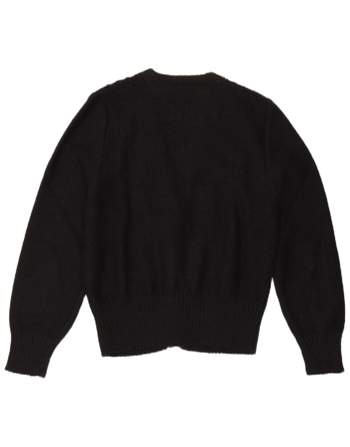 Suéter Cardigan Feminino Vintage UK 10 Pequeno Preto