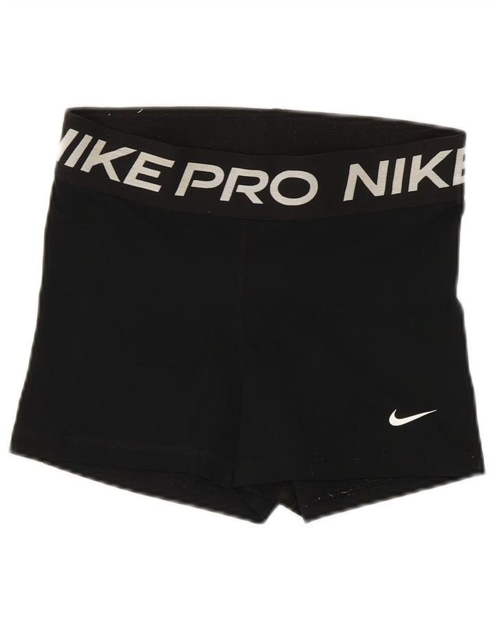 Shorts esportivos gráficos Nike Womens Dri Fit UK 10 pequeno poliéster preto
