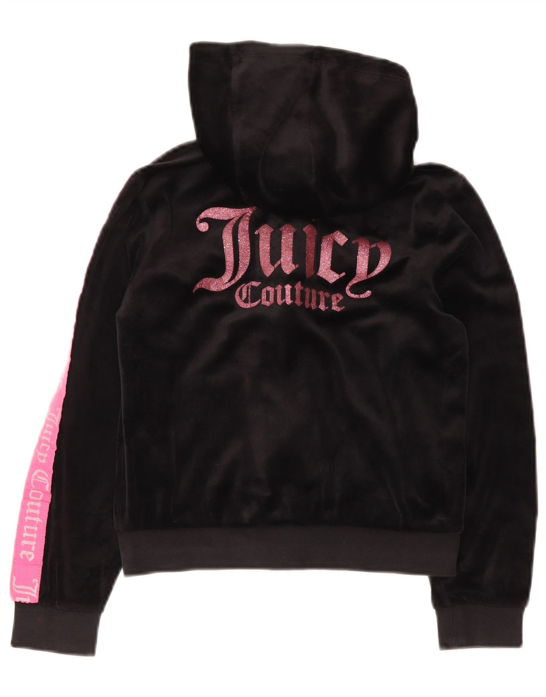 JUICY COUTURE Suéter feminino com capuz e zíper gráfico 9-10 anos preto