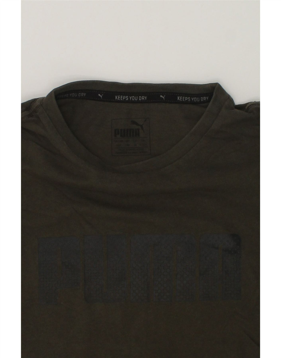 PUMA Boys Graphic T-Shirt Top 9-10 Years Khaki | Vintage Puma | Thrift | Second-Hand Puma | Used Clothing | Messina Hembry 