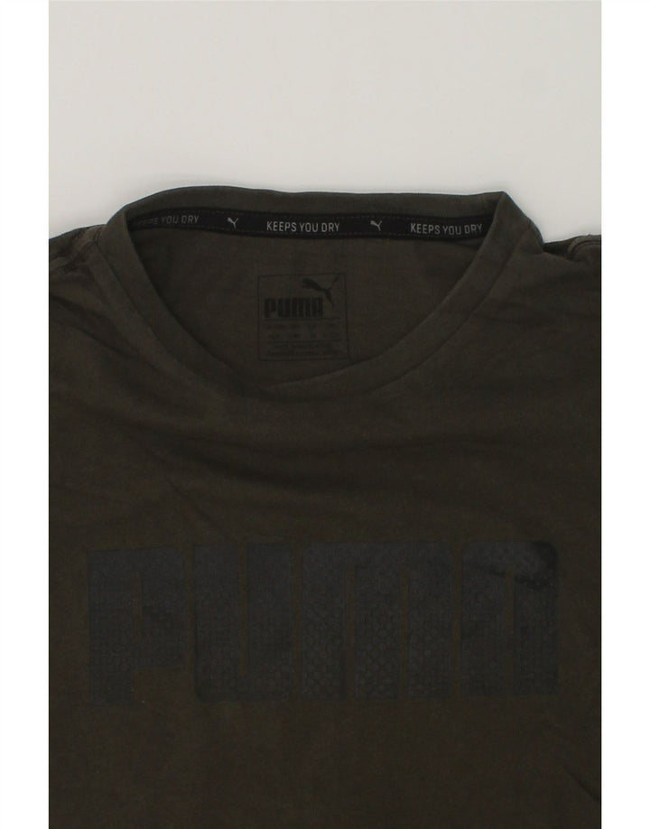 PUMA Boys Graphic T-Shirt Top 9-10 Years Khaki | Vintage Puma | Thrift | Second-Hand Puma | Used Clothing | Messina Hembry 