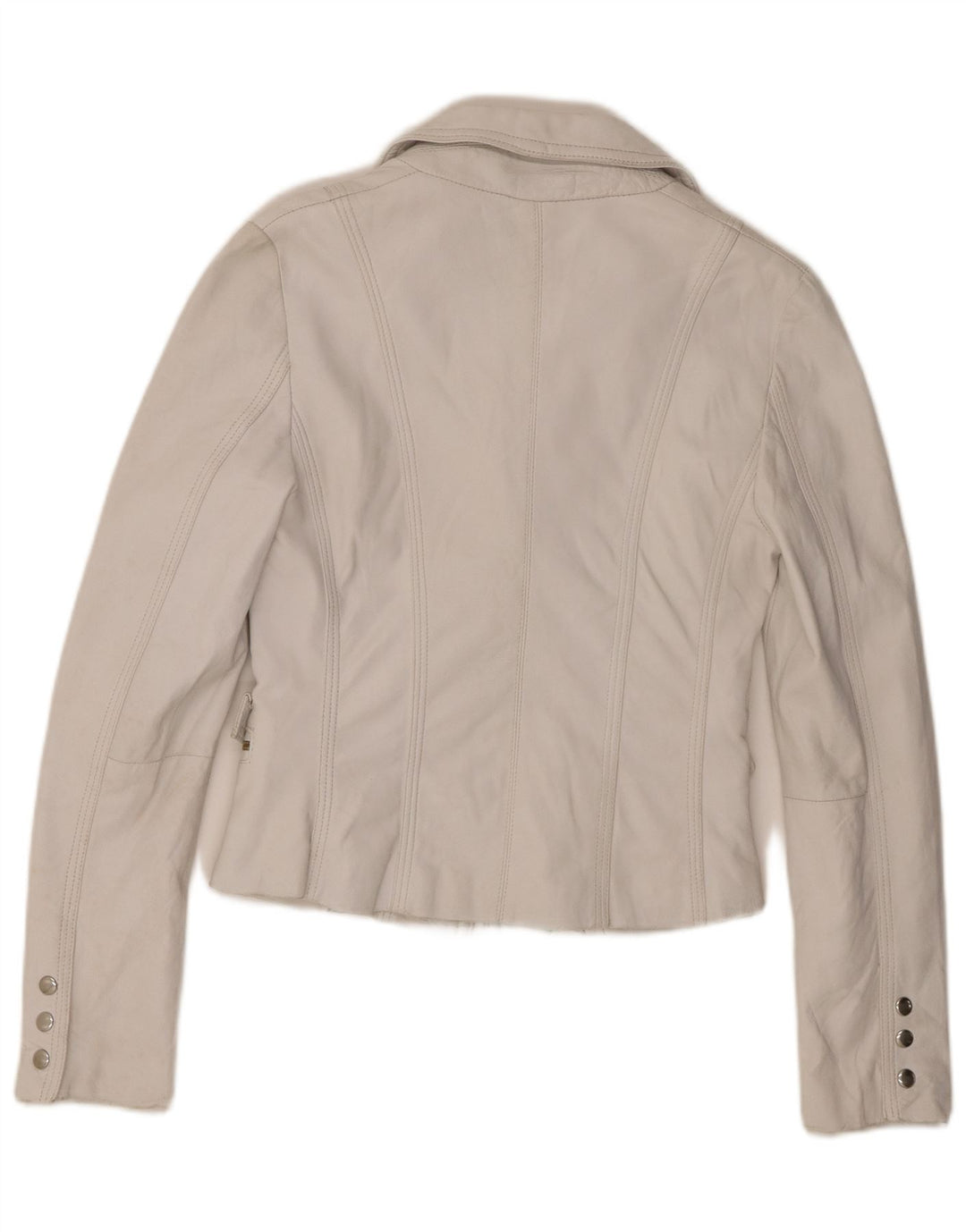 Jaqueta blazer de couro feminina vintage IT 44 couro branco médio