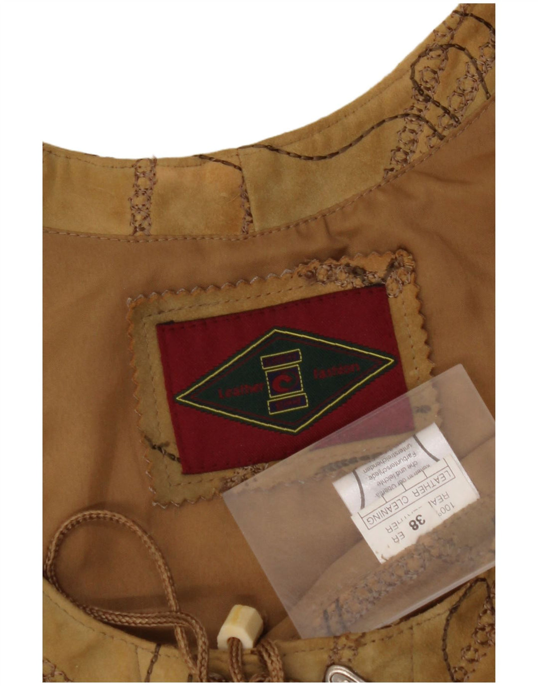 Colete feminino de camurça VINTAGE EU 38 couro floral marrom médio