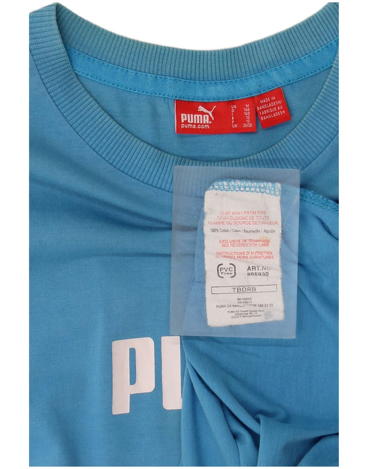 Puma Camiseta Feminina Graphic Top UK 12 Algodão Azul Médio