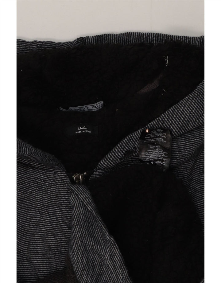 Suéter masculino O'Neill com capuz e zíper grande poliéster listrado preto