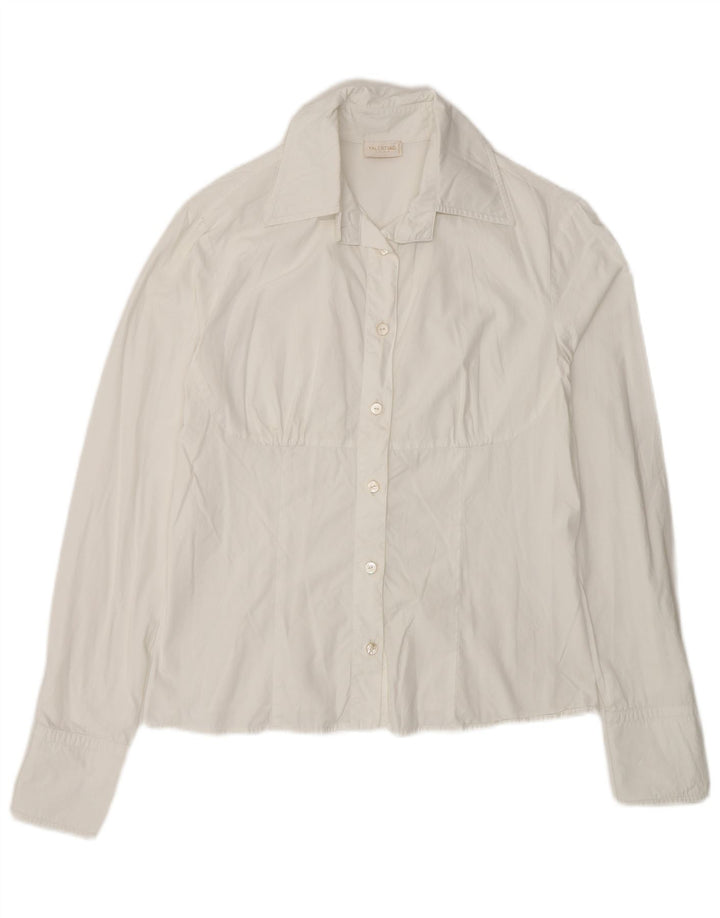 Camisa feminina Valentino UK 10 pequena algodão branco