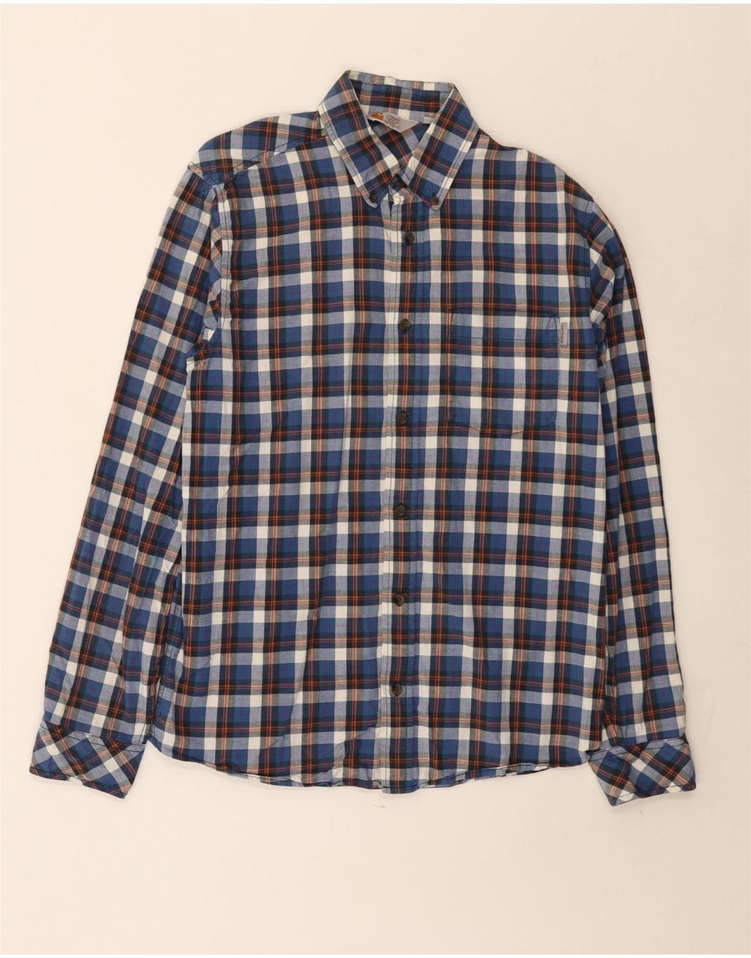 Camisa masculina Carhartt de algodão xadrez azul médio