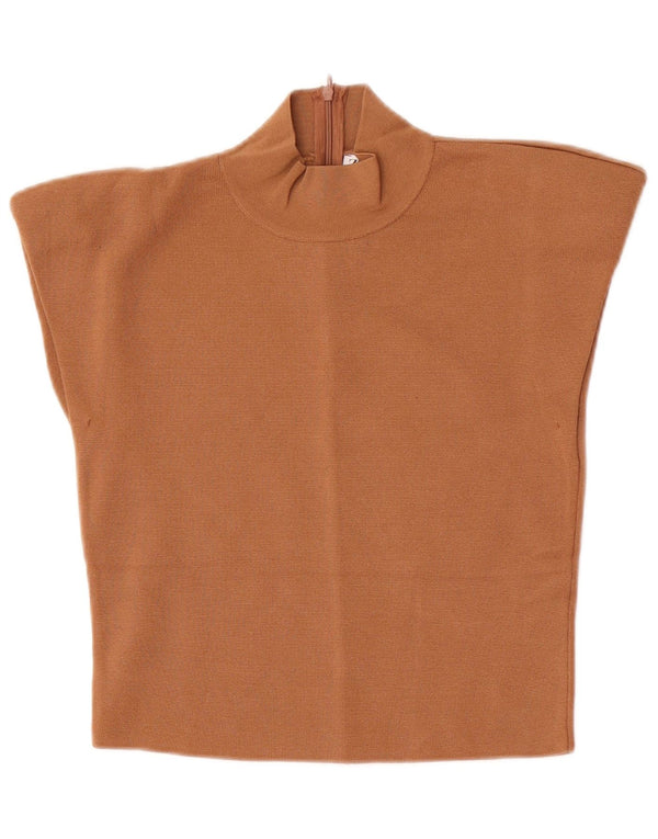Blusa feminina Zara Top UK 12 viscose bege médio