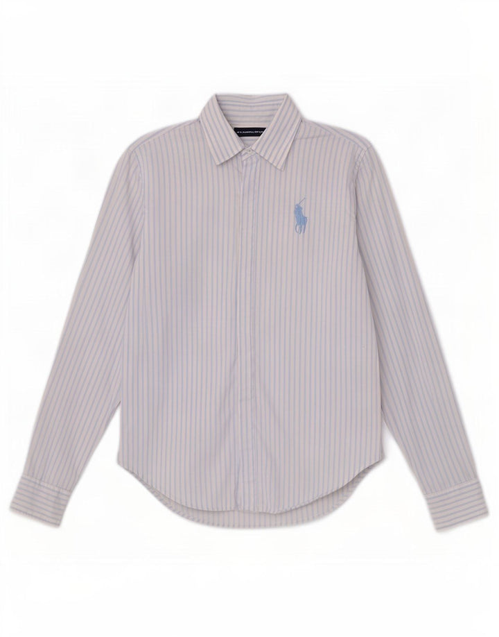 Camisa feminina Ralph Lauren EUA 6 algodão listrado azul médio