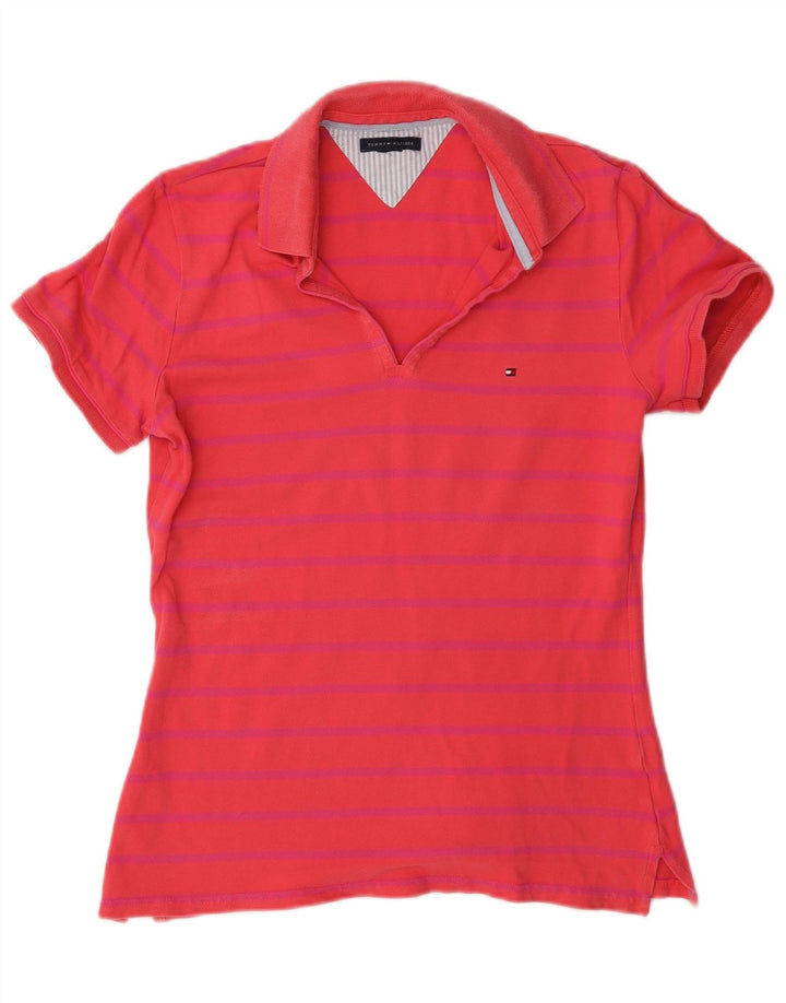 Polo Tommy Hilfiger Feminino Regular Fit UK 14 Médio Listrado Vermelho