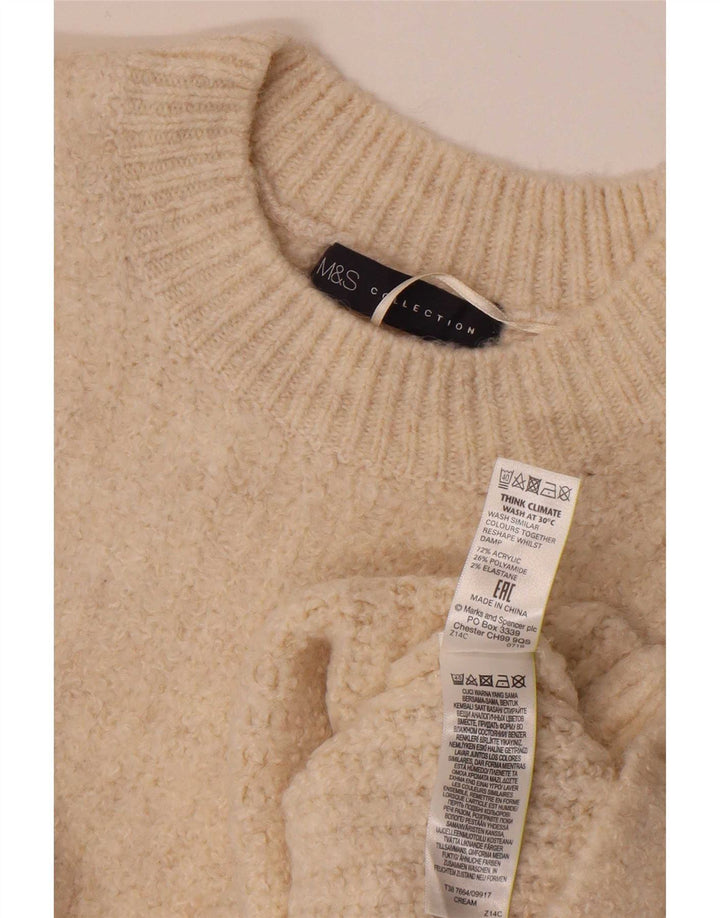 Suéter feminino Marks & Spencer com gola redonda Reino Unido 14 acrílico bege médio
