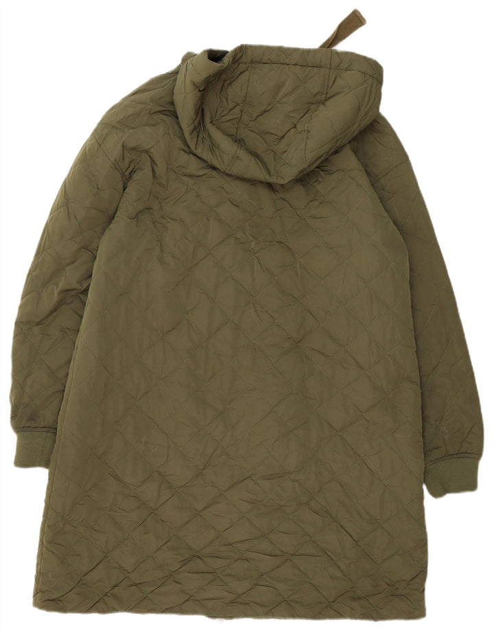 Sobretudo feminino acolchoado com capuz grande Marks & Spencer Reino Unido 14 grande verde
