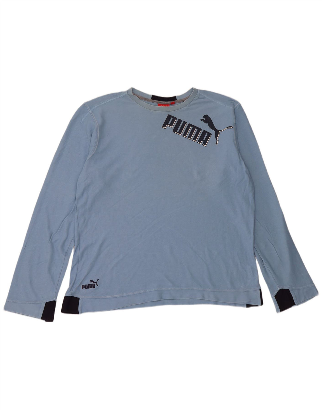 PUMA Mens Graphic Top Manga Longa XL Azul Algodão
