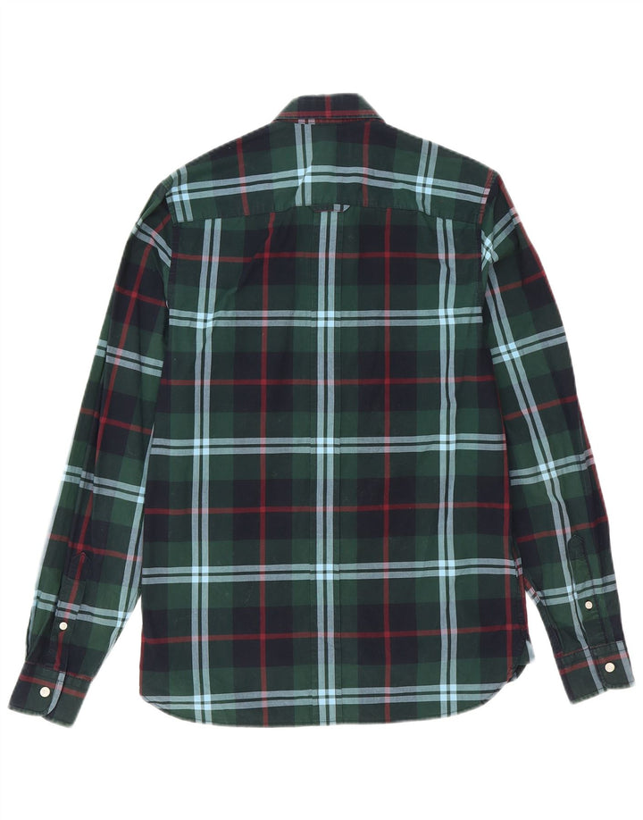 Camisa masculina Fred Perry pequena xadrez verde de algodão