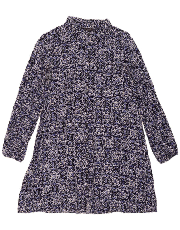 Vestido camisa feminino Marks & Spencer UK 10 pequeno azul floral viscose