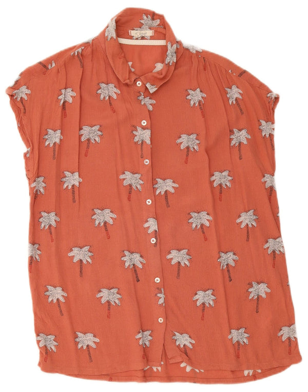 Blusa feminina camisa havaiana White Stuff Reino Unido 14 grande rosa floral