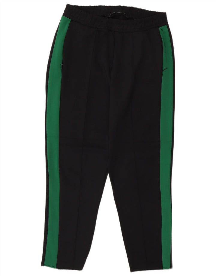 Calça de treino feminina Zara UK 12 médio preto colorblock poliamida