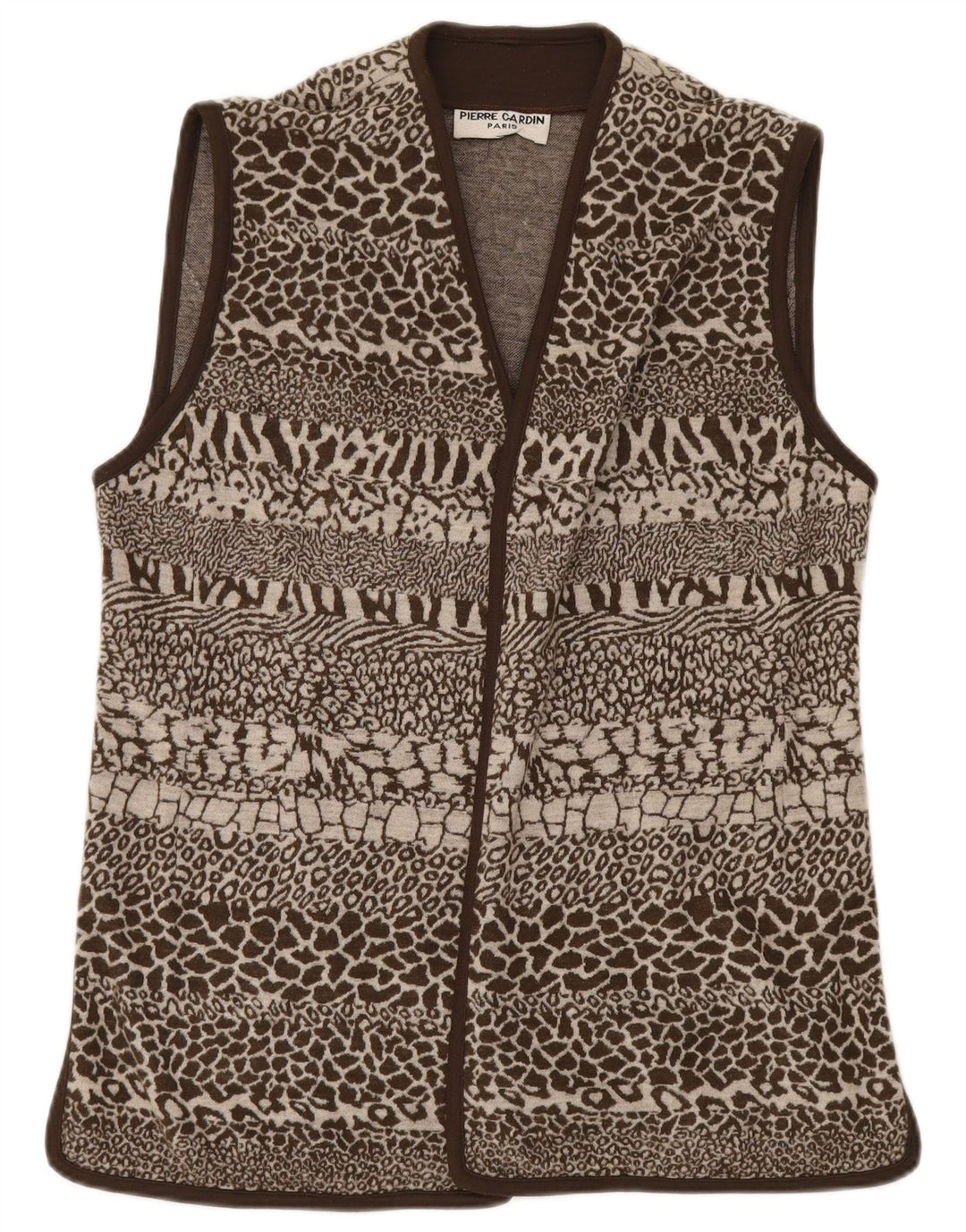 Colete feminino Pierre Cardin IT 44 lã com estampa animal marrom médio