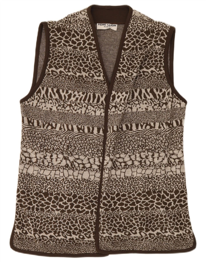 Colete feminino Pierre Cardin IT 44 lã com estampa animal marrom médio